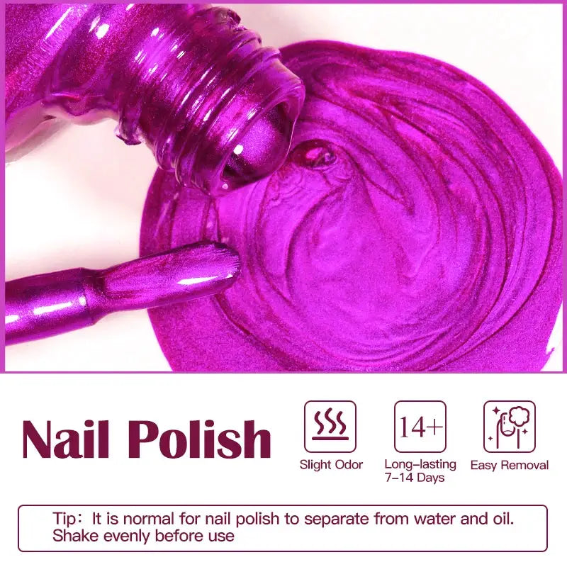 NovaGlow Metallic Nail Polish Mirror Effect 8ml Fast Drying Long Lasting No Lamp Cure Professional Salon Quality