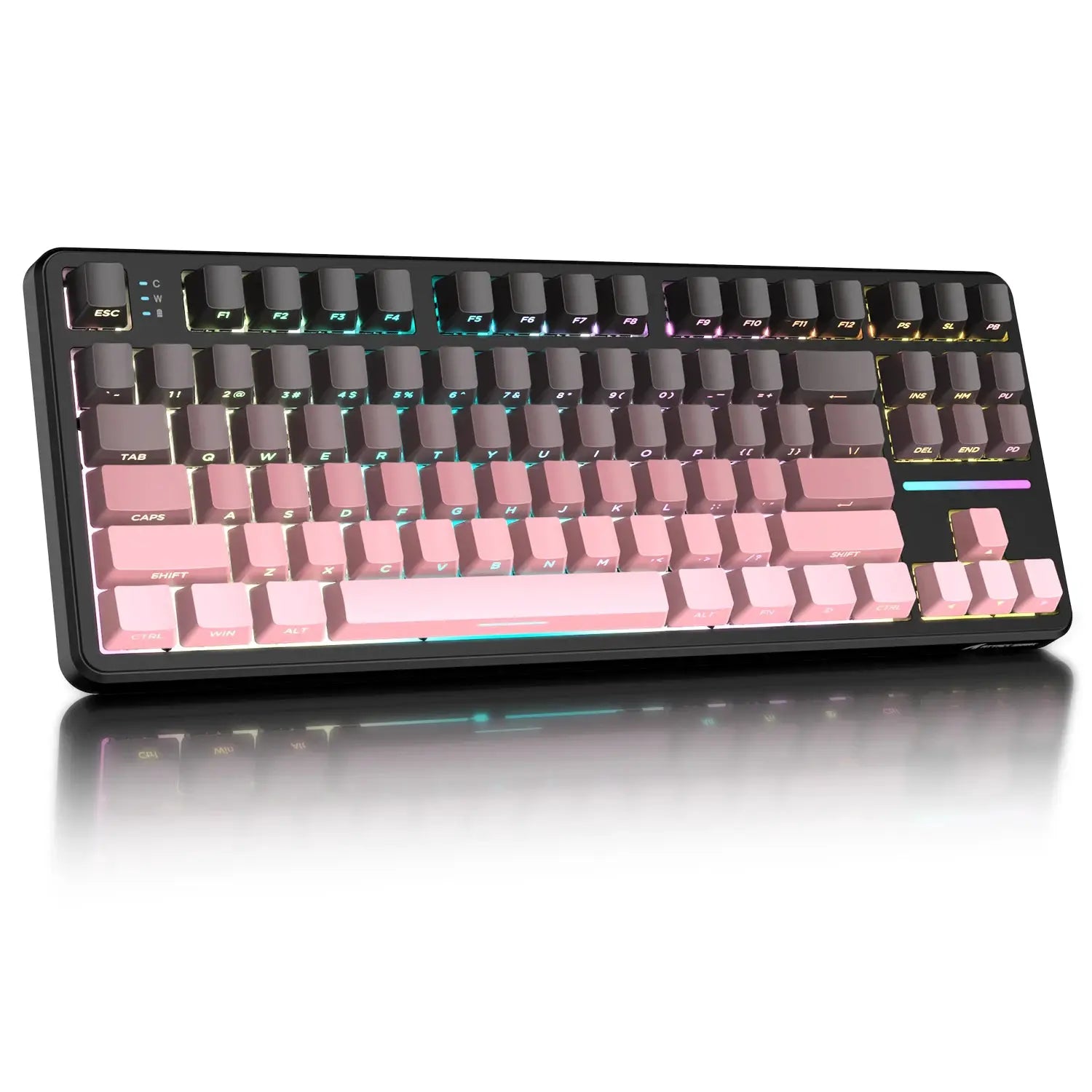 ATTACK SHARK X87 wireless mechanical gaming keyboard by Simples Market with RGB backlighting and pink keycaps.