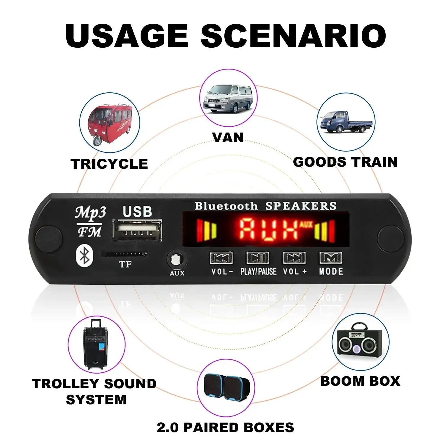12V Bluetooth 5.0 MP3 Player Wireless Decoder Board USB TF FM Radio Call Module Car Kit for Speaker
