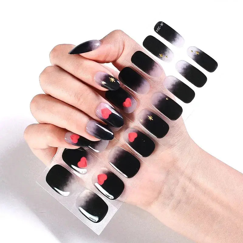NailLux Semi Cured Nail Wraps For 16 To 20 Tips Easy Full Cover Adhesive Press On Nails Gel Finish UV LED Compatible