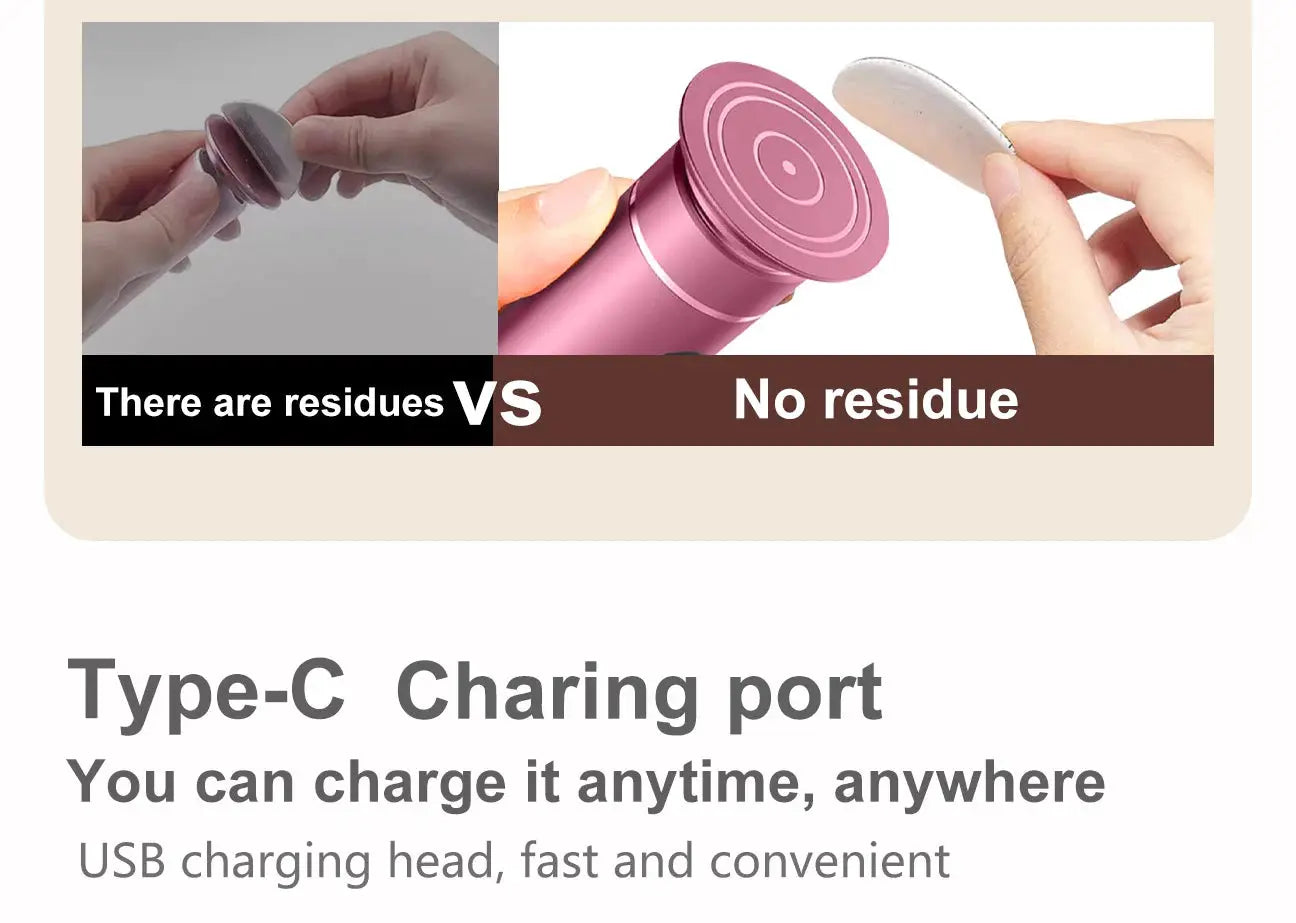 Electric foot grinder by Simples Market, pink aluminum alloy with dual Type-C/battery power for callus removal