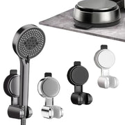 Simples Market universal suction cup shower head holder; punch-free, 360° adjustable wall-mount, four color finishes.