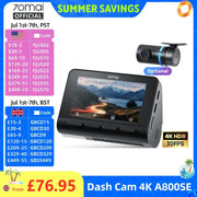 Dash Cam A800SE 4K by 70mai, black with touchscreen display and optional camera