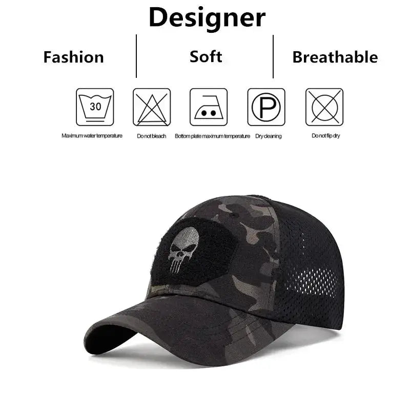 2025 Skull Embroidered Patch Baseball Caps Breathable Adjustable Sun Protection Outdoor Casual Hats For Spring And Autumn