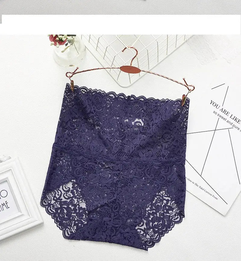 Purple lace seamless high-waist shapewear panties for tummy control