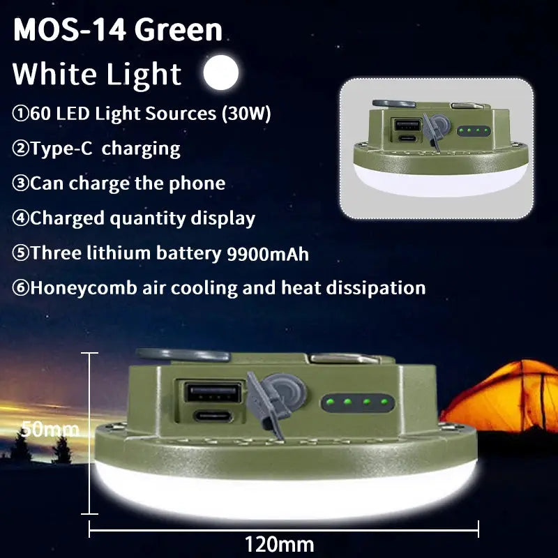 Moslighting 9900mAh Rechargeable Camping Lantern With Magnetic Base Portable Led Light For Outdoor Camping