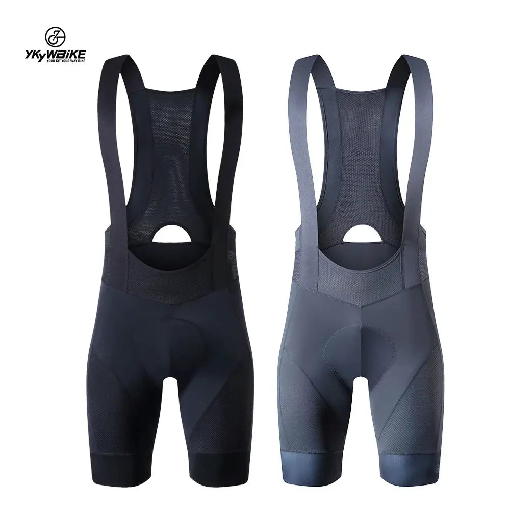 Cycling bib shorts, men's padded, black and gray, YKYWBIKE, 2-pack.