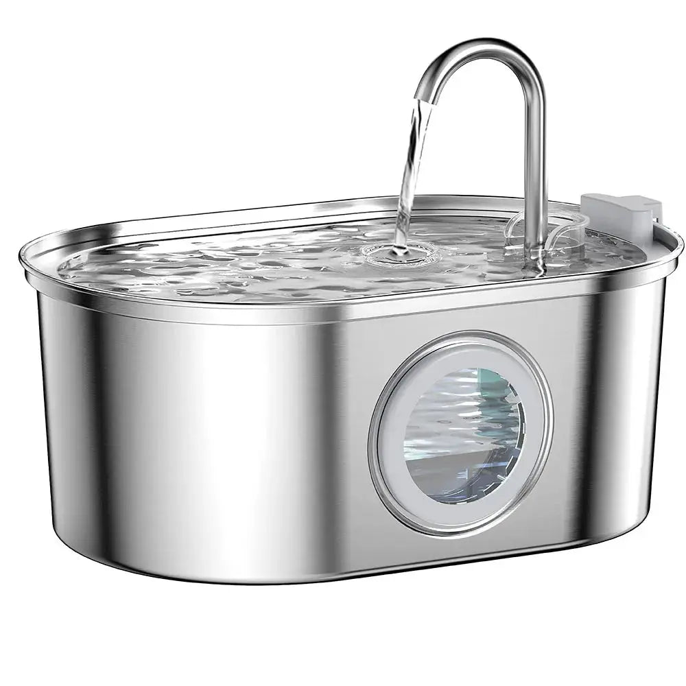 3.2L Stainless Steel Cat Water Dispenser With Clear Water Level Window