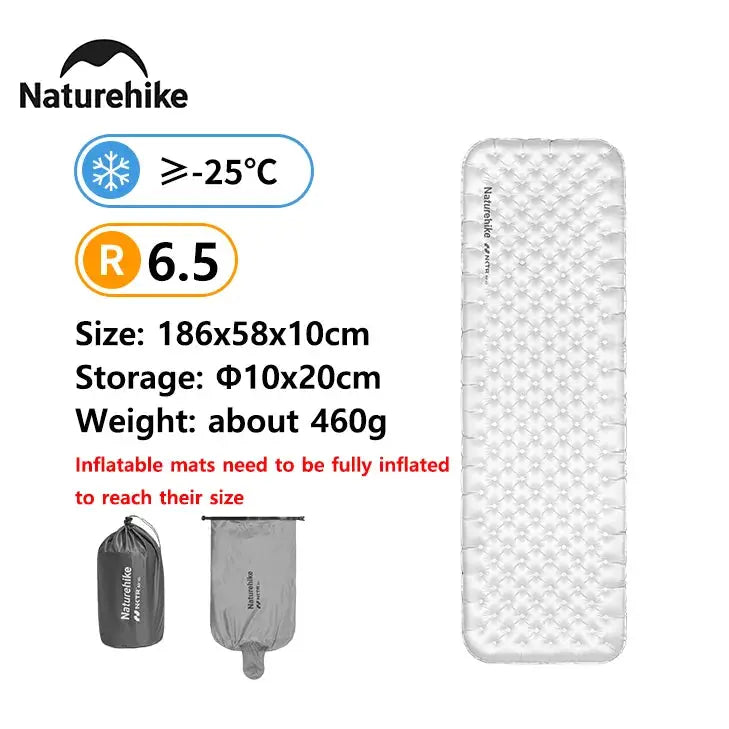 Naturehike 2024 Ultralight Camping Air Mattress 6.5 Inch Thick R Value Winter Warmth 10cm Air Bed Portable