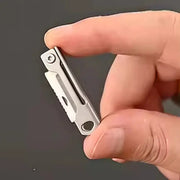 Mini stainless steel folding knife multitool keychain by Simples Market for outdoor camping and EDC