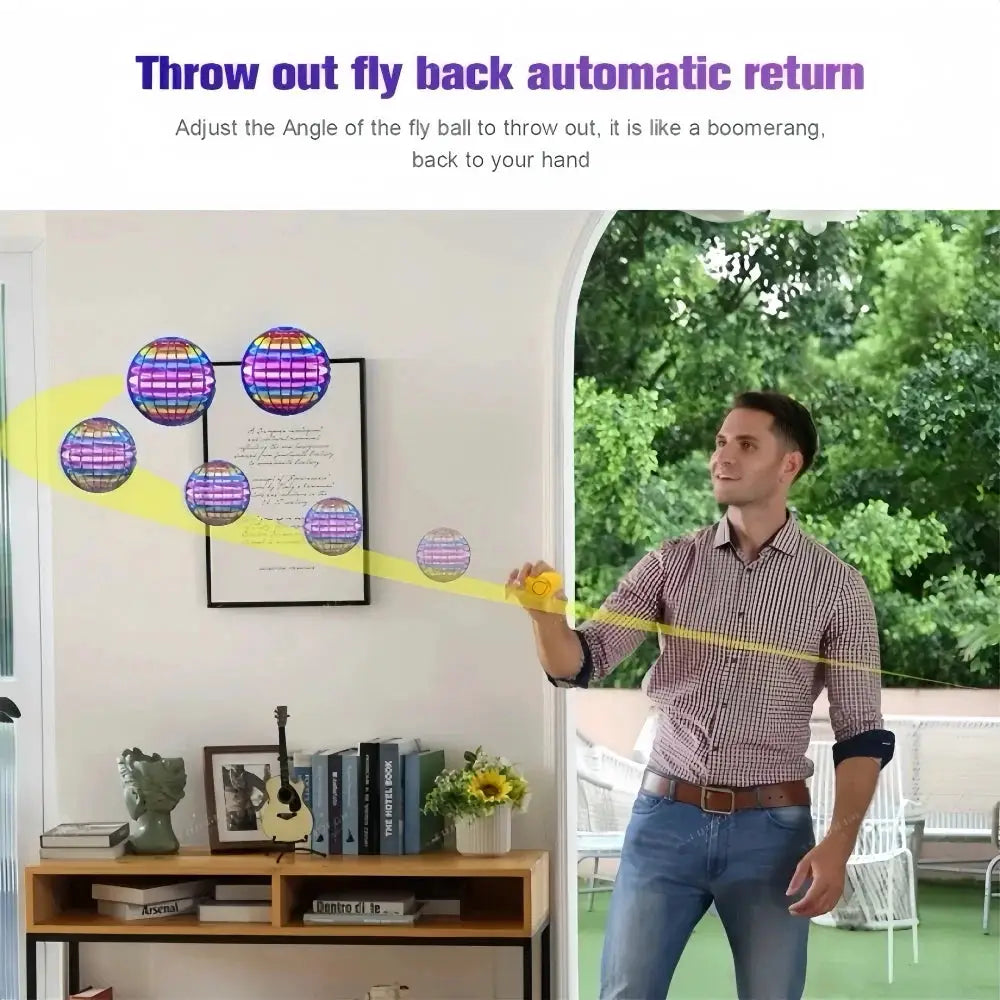 Flying Ball Hand Controlled Color Led Cosmic Globe 360 Degree Rotation Indoor Outdoor Toy For Kids