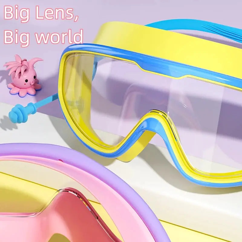 Kids Swimming Goggles Big Frame HD View Anti Fog Waterproof For Boys And Girls Multi Color
