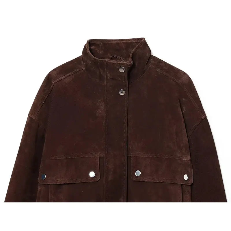 LuxeWear Autumn Womens Loose Warm Jacket With Big Pockets Street Chic Cozy Coat For Daily Wear