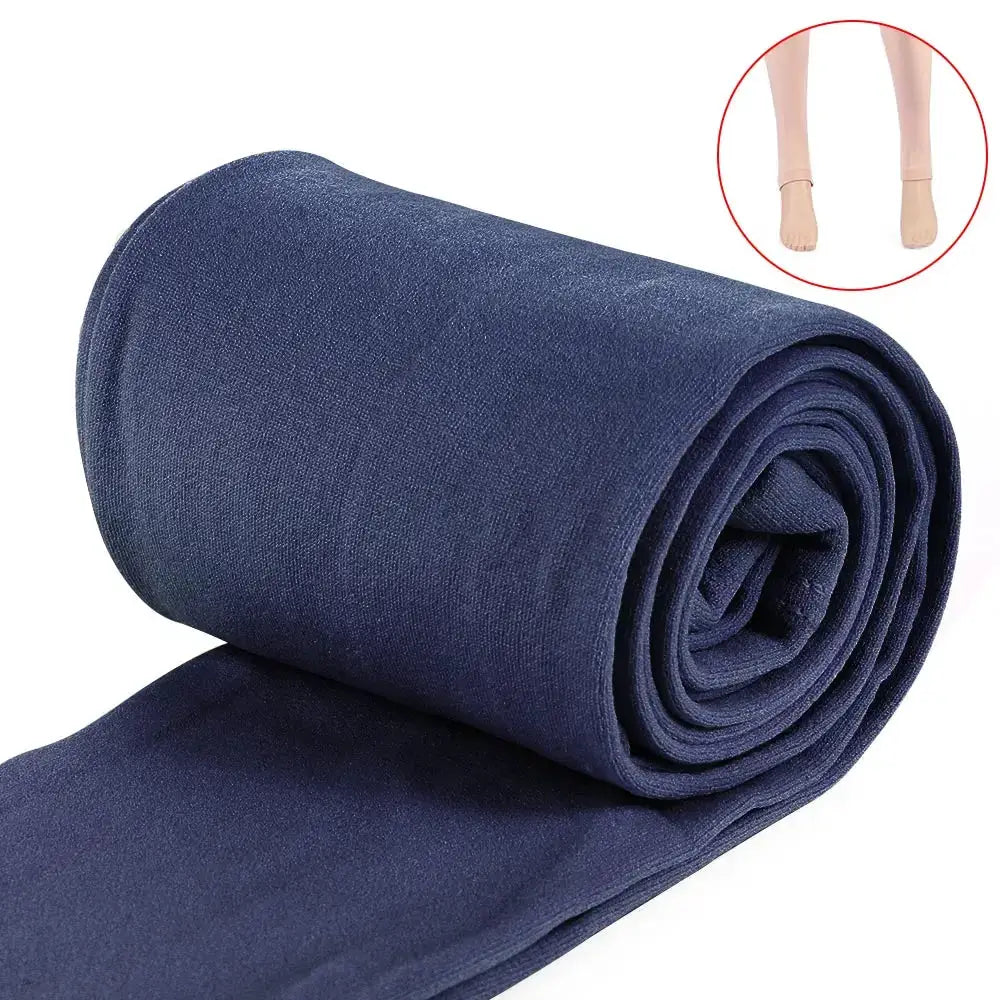 Fashion slim leggings; navy blue thermal fleece-lined thick warm tights for winter, stretch fabric