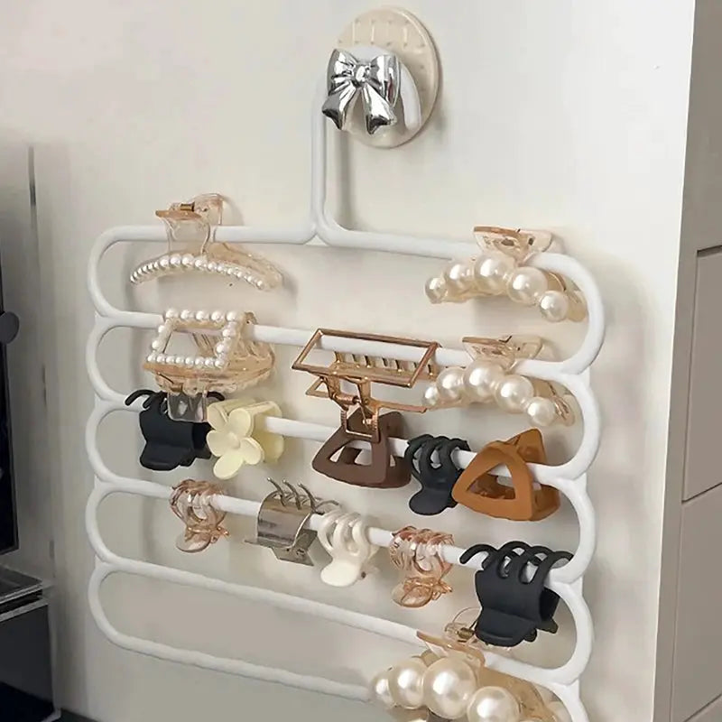 5 Layer Hair Claw Storage Rack Organizer Wall Hanging Headband Holder Large Capacity For Hairpins And Claws For Women