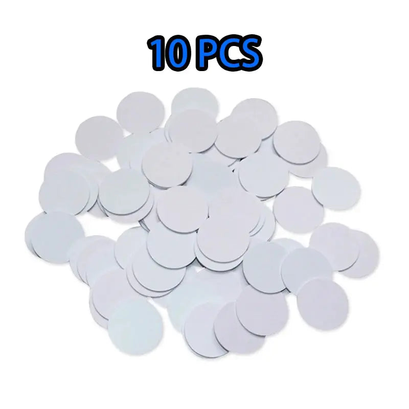NTAG215 blank NFC cards, 10 pcs, white PVC discs, 13.56MHz waterproof RFID tags