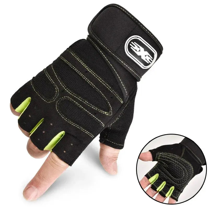 Unisex Half Finger Sports Gloves With Wrist Guard For Cycling Gym Weightlifting Hiking Boxing