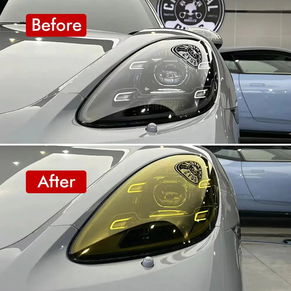 Simples Market yellow headlight tint vinyl film sheet; PVC, waterproof, self-adhesive car accessory for headlights