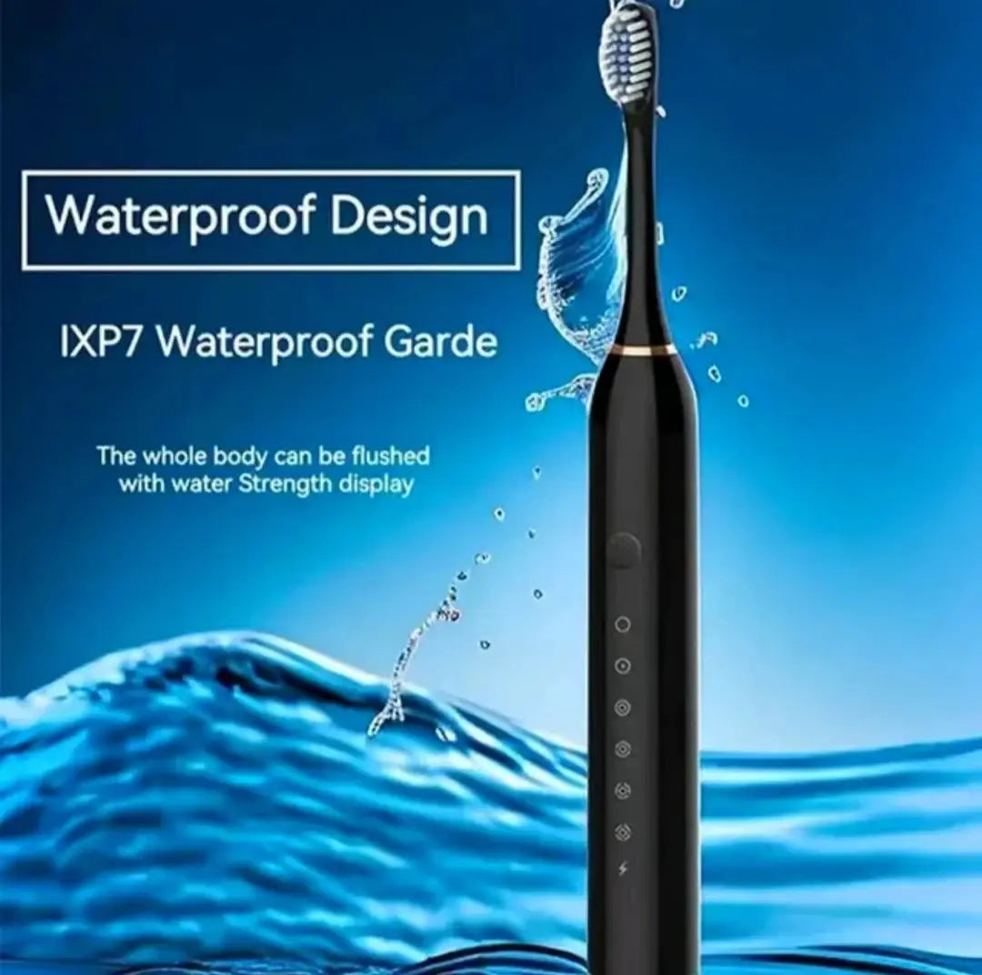 SonicWave Pro Electric Toothbrush for Adults IPX7 Waterproof USB Rechargeable DuPont Brush Head 6 Cleaning Modes