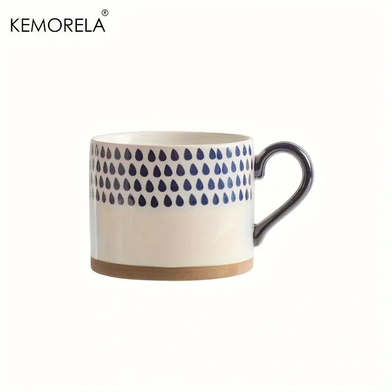 KEMORELA Nordic Ceramic Cup 450ml Large Capacity Coffee Milk Mug With Handle Retro Style Breakfast Oatmeal Gift Set