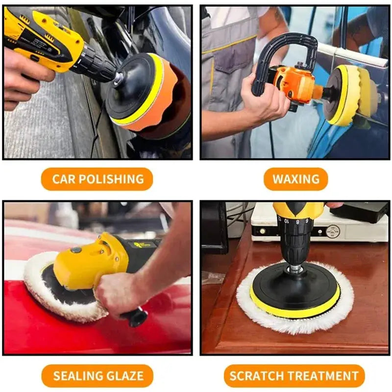 8 Piece Car Polishing Pad Set 3 5 7 Inch Self Adhesive Buffing Waxing Sponge Wool Pads For Car Polisher Drill Adapter