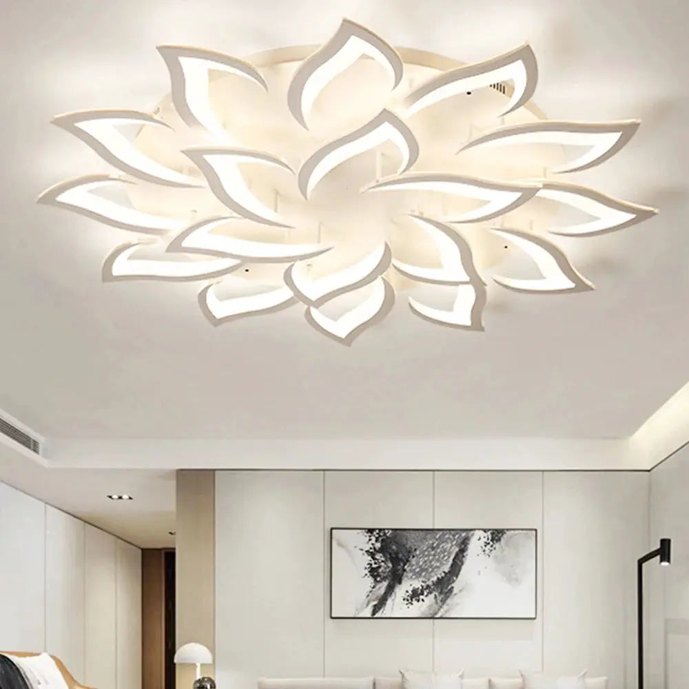 Modern LED ceiling light fixture with flower design chandelier, dimmable, Simples Market.