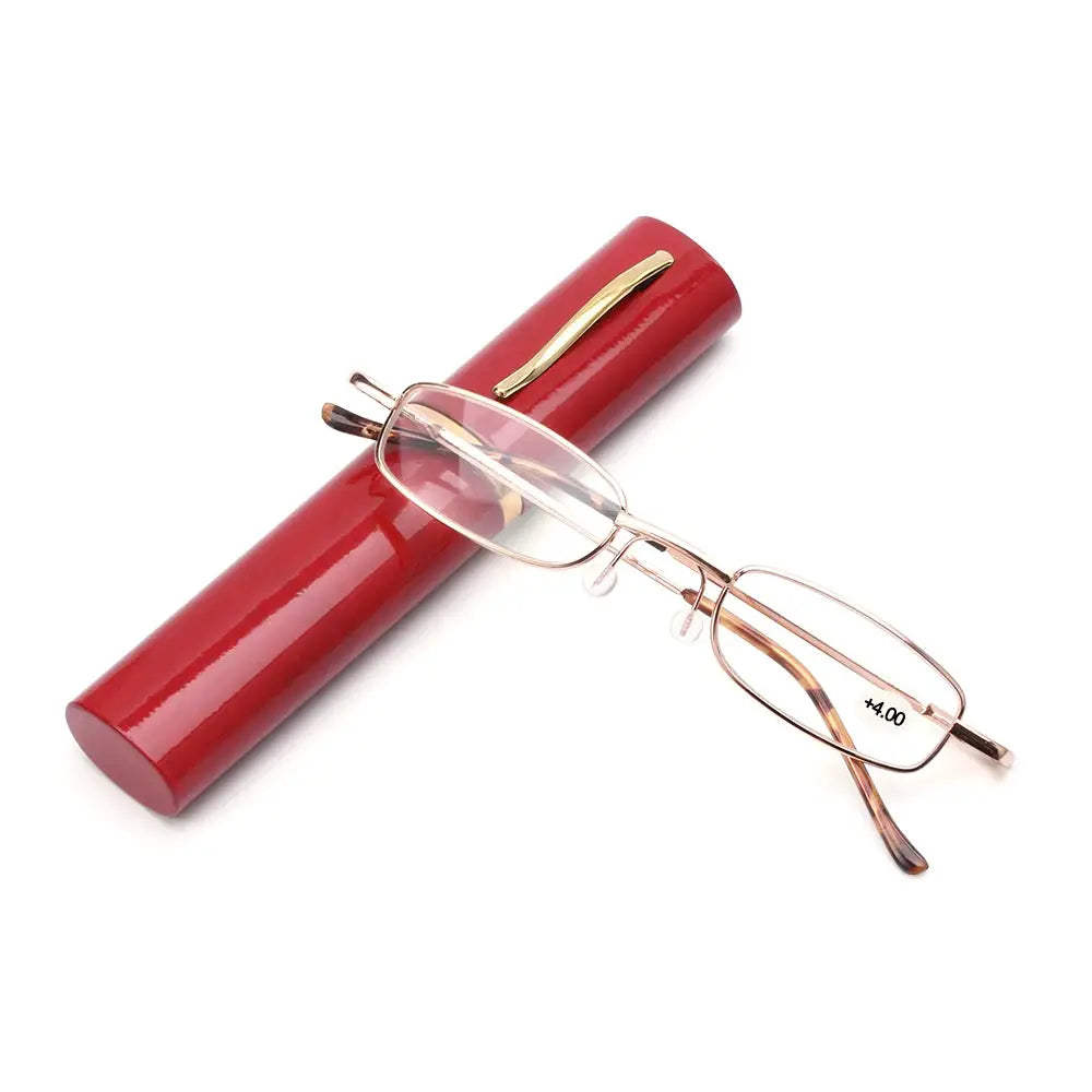 Elegant Reading Glasses Metal Frame Ultra Thin Design Lightweight Portable Mini Eyewear For Men And Women With Case