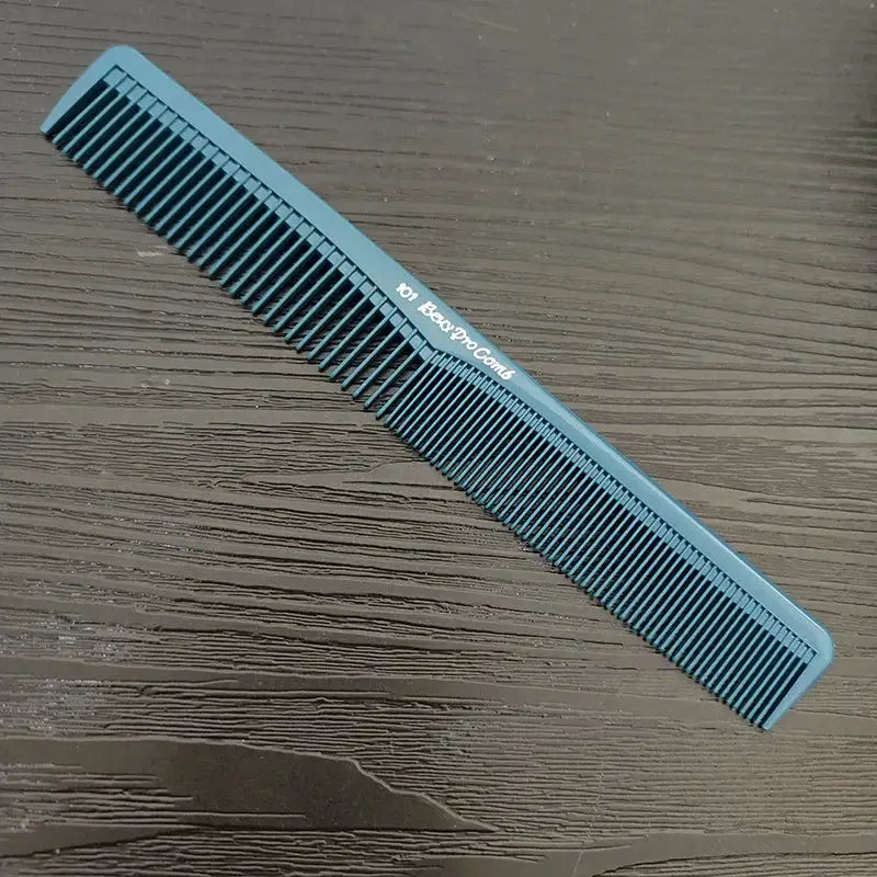 Blue plastic anti-static professional hair cutting comb with fine teeth and flat head