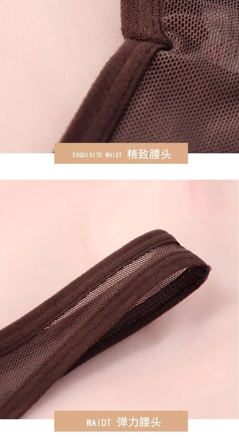 Seamless thong for women Simples Market brown translucent mesh, T-back design