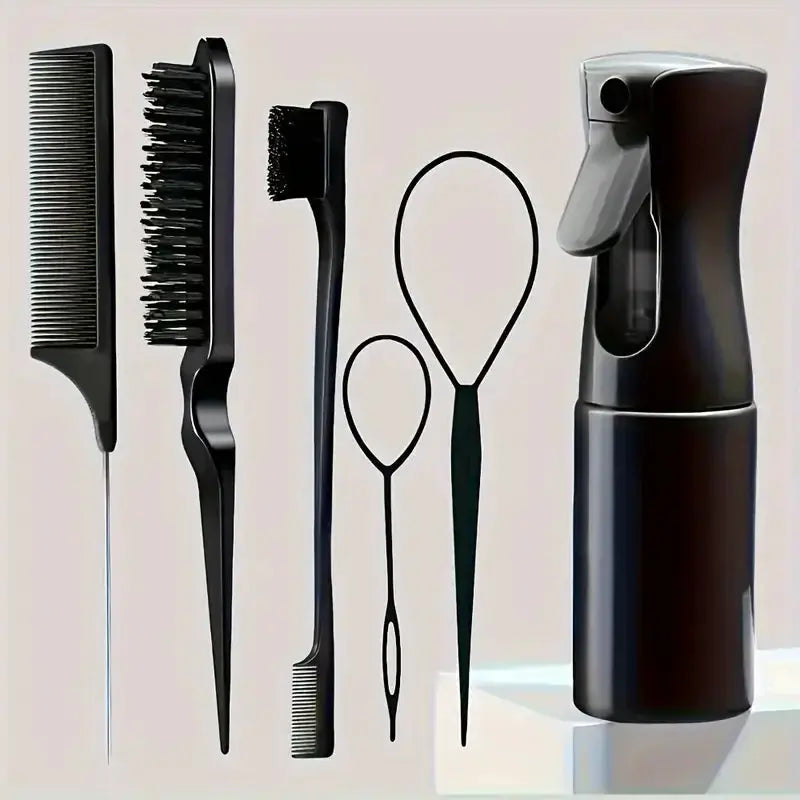 AuroraPro Six Piece Hair Styling Kit Versatile Braiding Teasing Edge Control Tools For All Hair Types