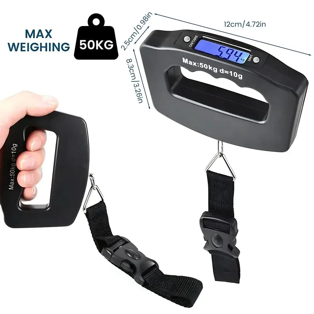 TravelEase 50kg Digital Luggage Scale With Backlit Display Portable Suitcase Weighing