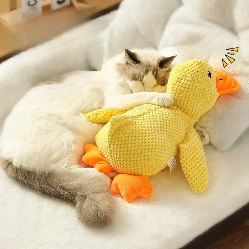 Plush Sleeping Duck Dog Toy For Small And Large Dogs Bite Resistant Teeth Grinding Relief With Duck Sound Toy