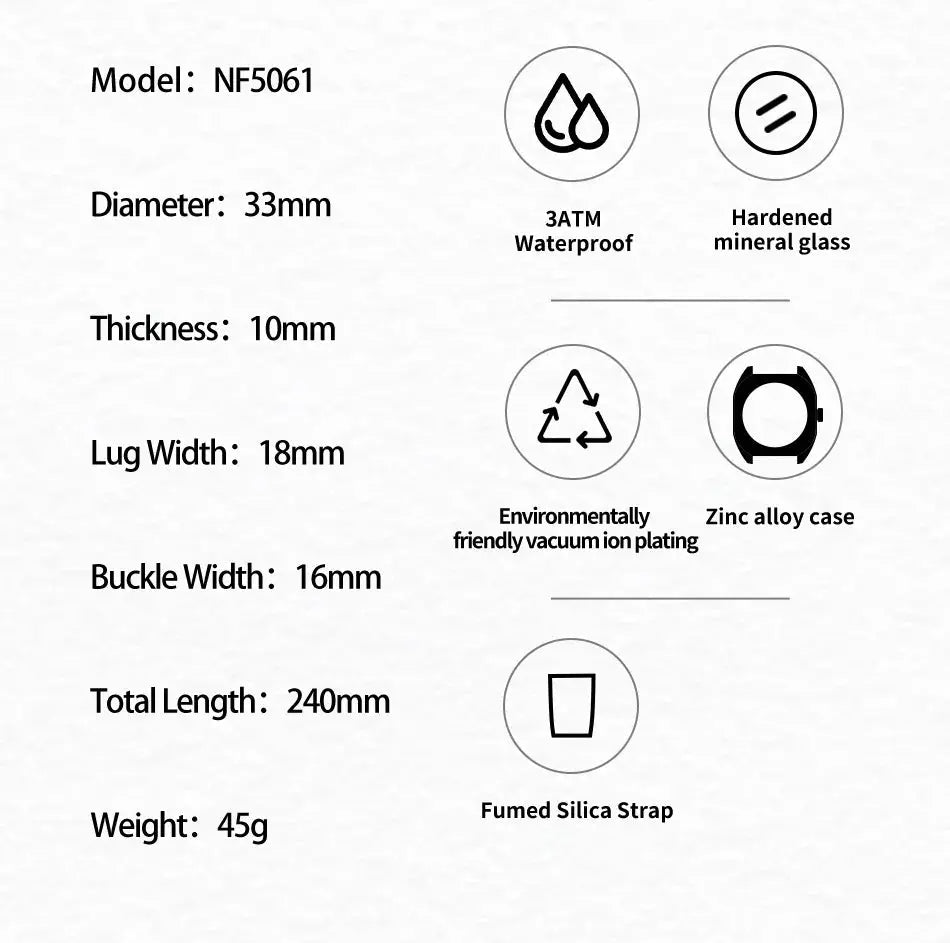 NAVIFORCE women's polygon silicone quartz watch with 3ATM water resistance and zinc alloy case