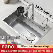304 stainless steel kitchen sink by Simples Market with large single-bowl and gooseneck faucet.