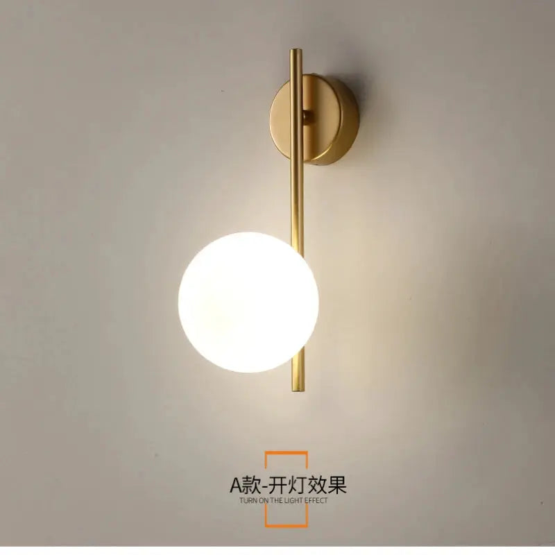 USB Rechargeable Gold LED Glass Wall Lamp by Simples Market; remote dimming, modern bedside sconce.