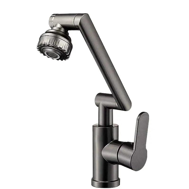 Simples Market basin faucet with single-handle, universal rotating spray arm in matte black finish