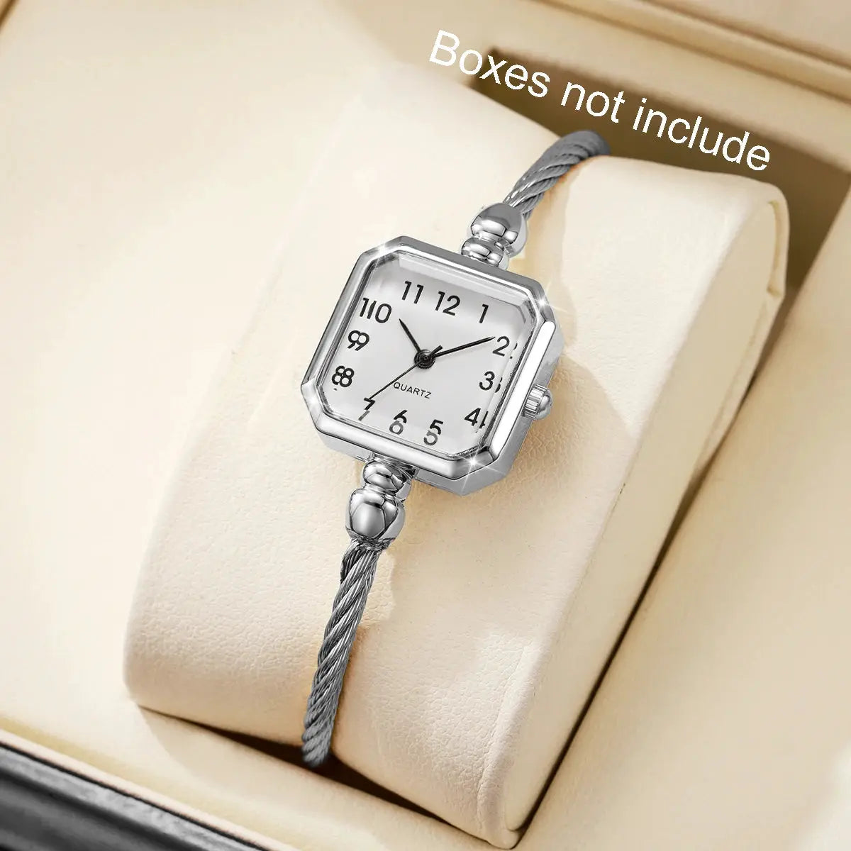 Women's square Roma dial quartz wristwatch with silver-tone bracelet