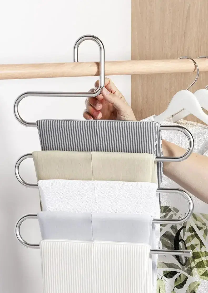 Simples Market 5-layer chrome clothes hanger rack with non-slip design for hanging and storage