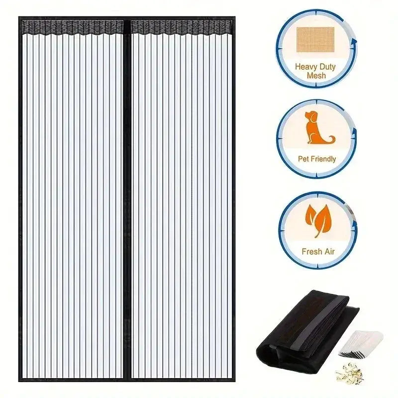Automatic Magnetic Screen Door Curtain Mosquito Net For Window And Door Breathable Polyester Fiber Fly Screen With Ventilation