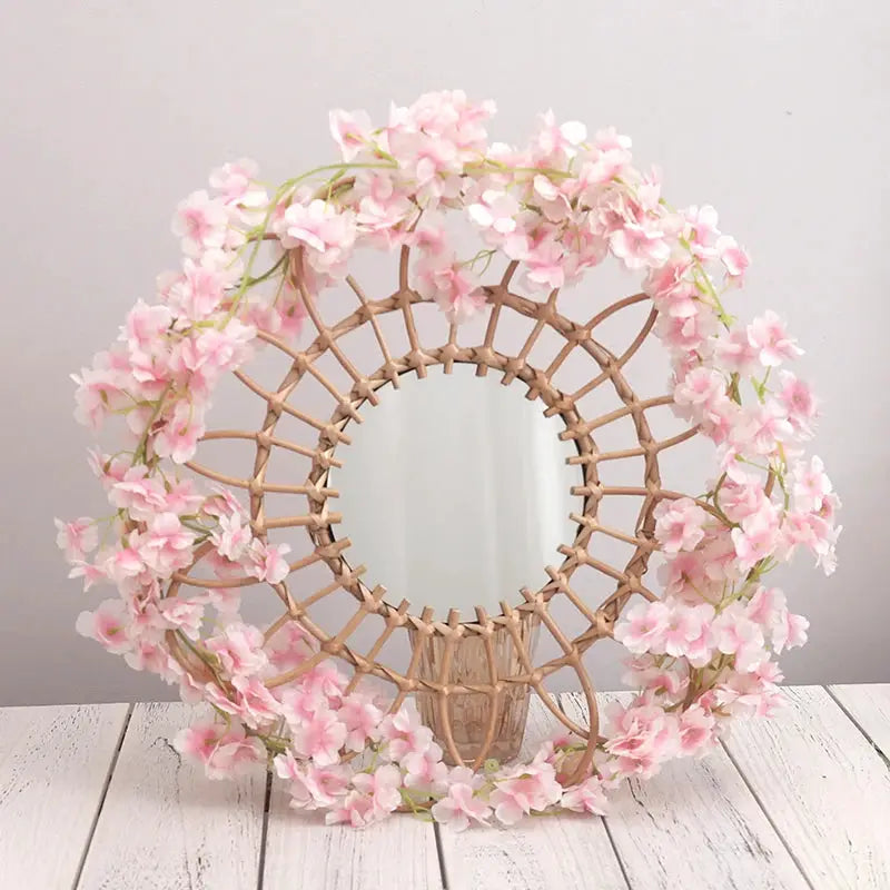 Artificial Sakura Flowers Vine Hanging Floral Garland Home Garden Wedding Arch Party Cherry Blossom Wall Decor