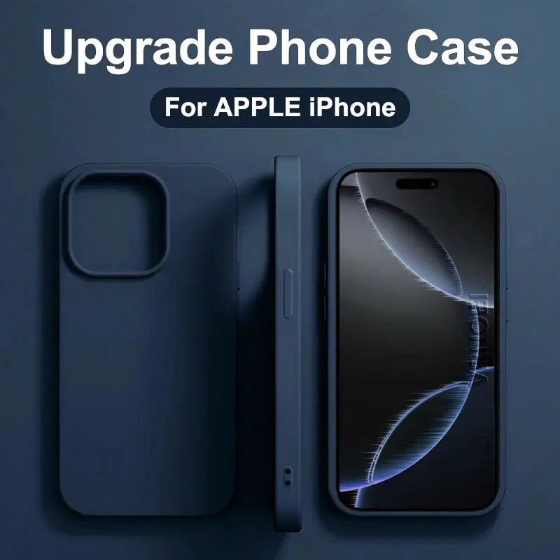 Original liquid silicone phone case for Apple iPhone by Simples Market, blue, shockproof back cover