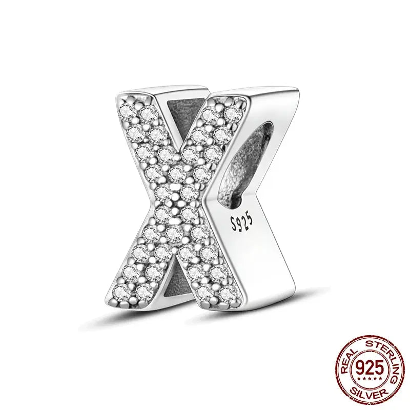 26 Alphabet Beads A To Z 925 Sterling Silver Love Charm Fit Original Bangle Charms Bracelet CZ Zircon Jewelry