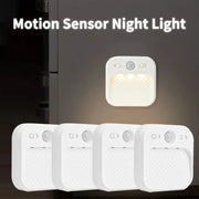 Motion sensor LED night light 4-pack, white, rechargeable stick-on magnet lights for bedroom and hallway