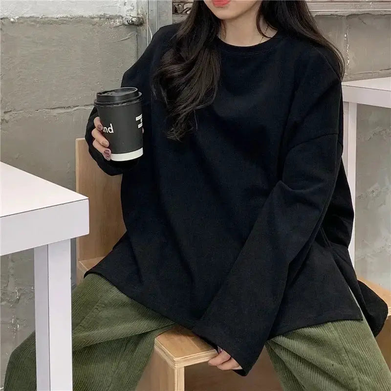 Harajuku Oversized Long T Shirt Gothic Inspired Top With O Neck And Long Sleeves For Spring And Autumn