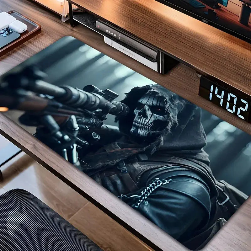 Grim Reaper Gaming Mouse Pad Hooded Skull Sniper Stealth Design Non Slip Rubber Base Desk Mat For Horror Esports PC