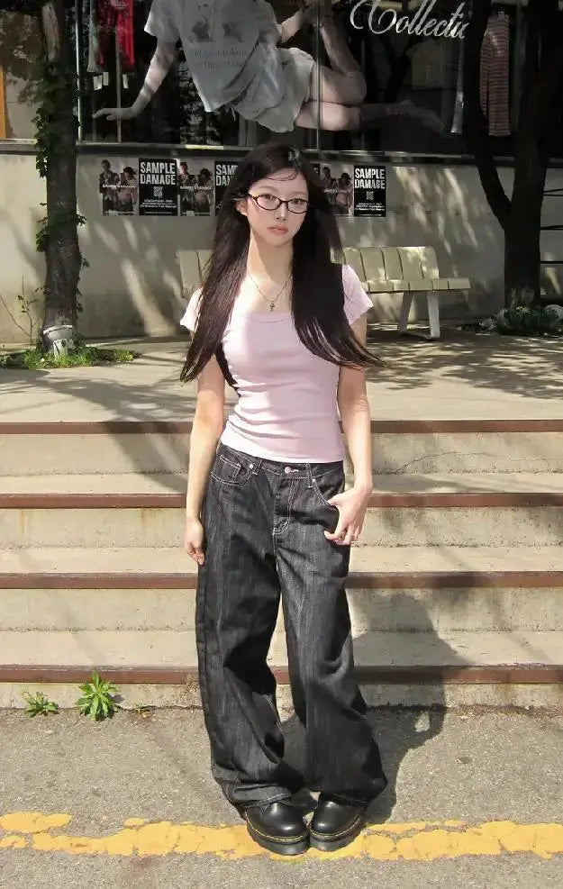 Y2K Wide Leg Denim Jeans Women Baggy Grunge Harajuku Punk Winter