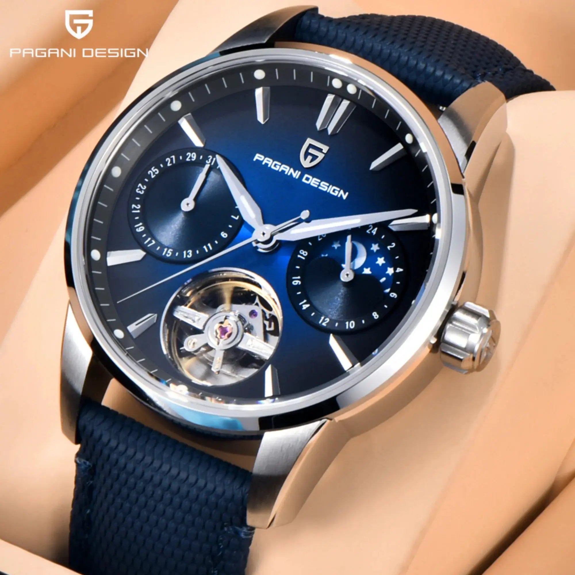 Pagani Design 2026 Mens Mechanical Watch E3255Y 41mm Sapphire Crystal Stainless Steel Calendar Waterproof Reloj Hombre