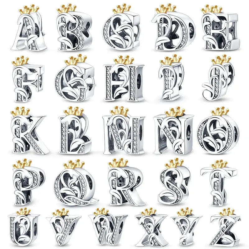 925 Sterling Silver Alphabet Charms A to Z Beads for Women Fit Original Bracelet DIY Jewelry Gift