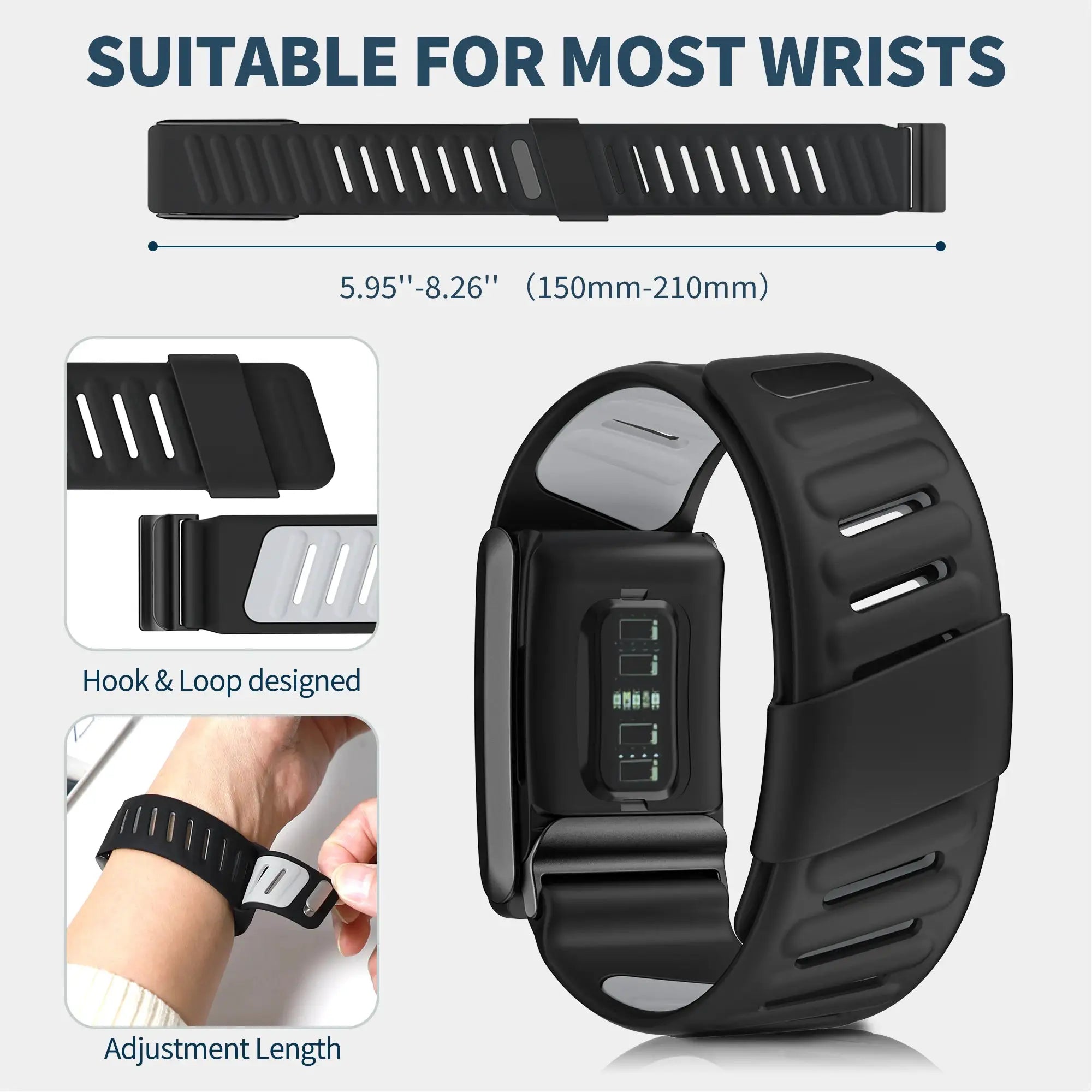 Whoop 5.0 SportFlex Wrist Band Soft Touch Silicone Waterproof Sweatproof Adjustable Strap for Fitness Trackers