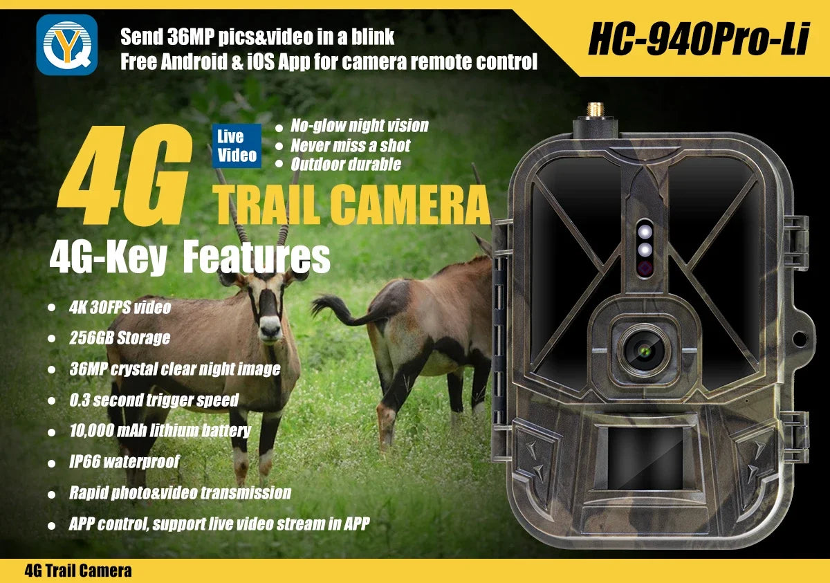 Simples Market 4G trail camera with night vision, camouflage body, 8000mAh battery and app control
